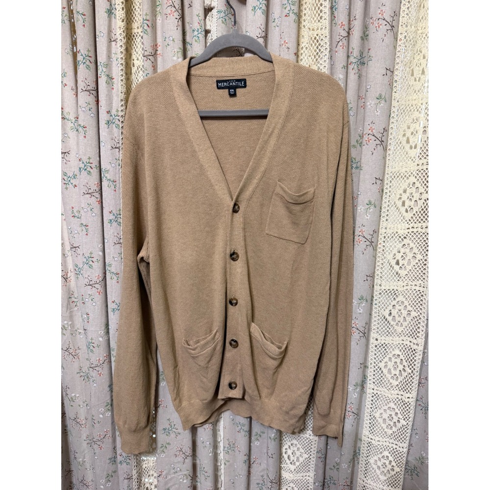 J.Crew Mercantile Men's XXL Tan Cotton V-Neck Cardigan Sweater